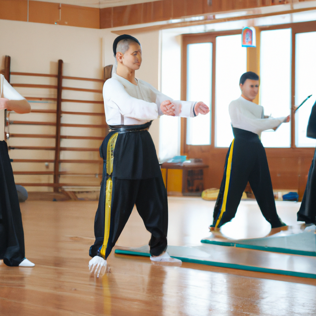 a kung fu master trains his students in the art of fu kwon do